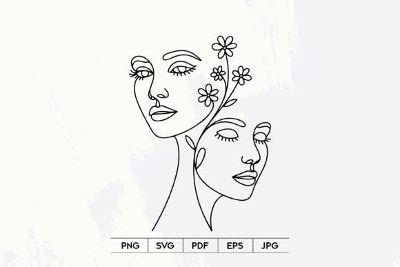 Download Abstract Twin Faces Line Art SVG - Svg Collection