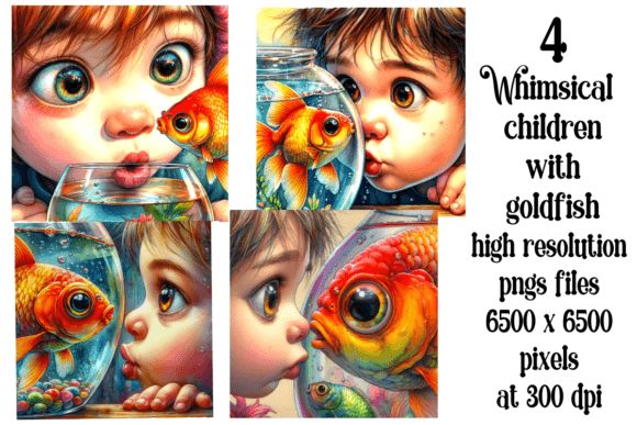 Download A Child and a Goldfish Set of 4 - Child Collection