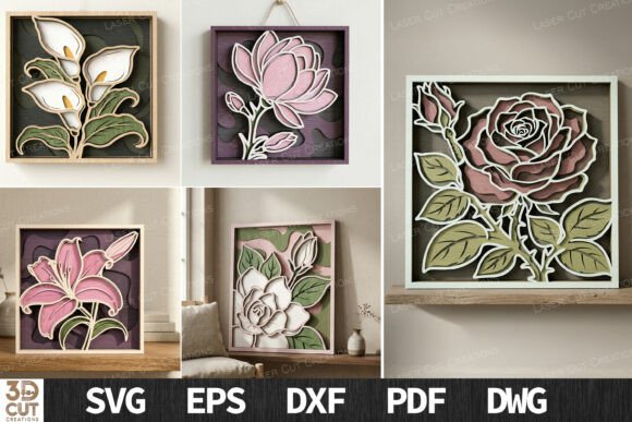 Download Layered Floral Wall Art SVG Bundle - Svg Collection
