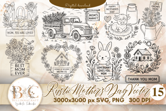 Download Rustic Mother's Day Vector Bundle SVG - Svg Collection