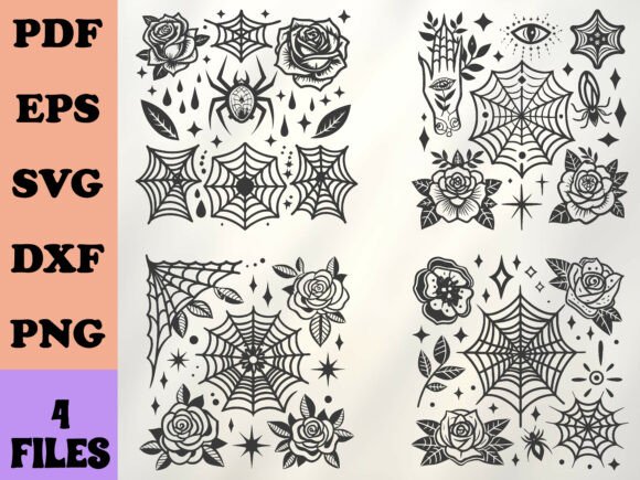 Download Gothic Spider Web Roses SVG - Svg Collection