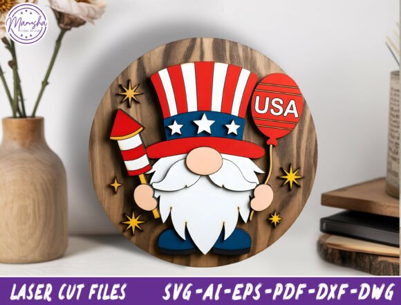 Download Patriotic Gnome Laser Cut File SVG - Svg Collection