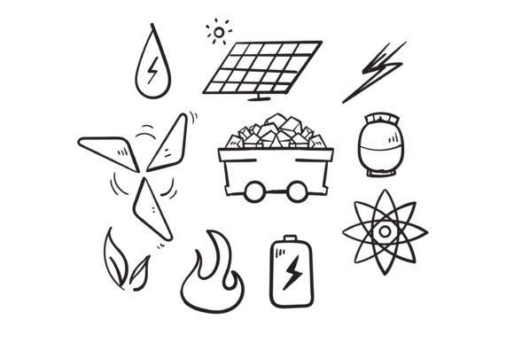 Download Doodle Simple Set of Energy Types - Simple set Collection