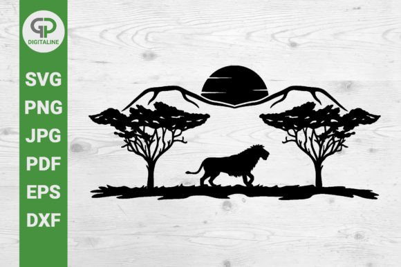Download Lion on Safari, Sunset in Africa SVG - Svg Collection