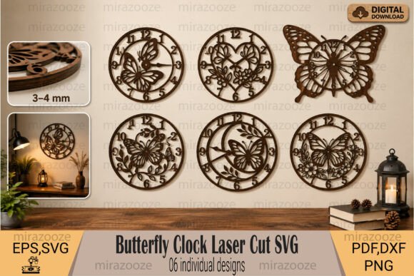 Download Butterfly Clock Laser Cut SVG - Svg Collection